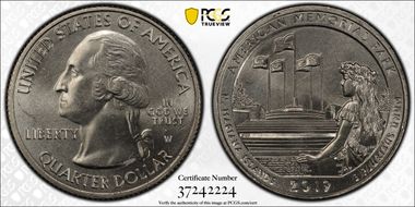 2019-W 25C American Memorial NP Early Find MS65