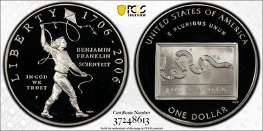 2006-P $1 Franklin-Scientist PR70DCAM