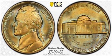 1938-D 5C Jefferson MS68FS