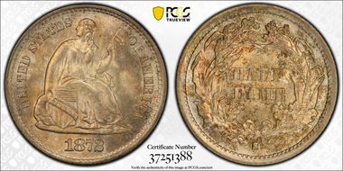 1872-S H10C Mintmark Below Bow MS67