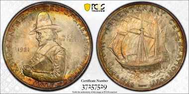 1921 50C Pilgrim MS67+