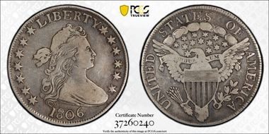 1806 50C Pointed 6, No Stem F15