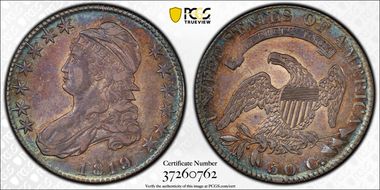 1819 50C Overton 111 AU55