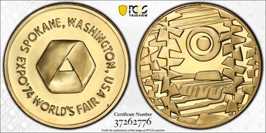 1974 Medal D1974-1cgp Gilt-Silver Spokane Expo Small PR66DCAM