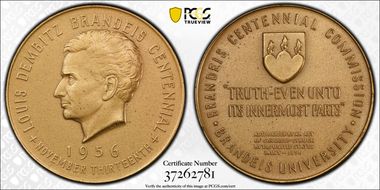 1956 Medal D1956-2b Bronze Brandeis Centennial MS65