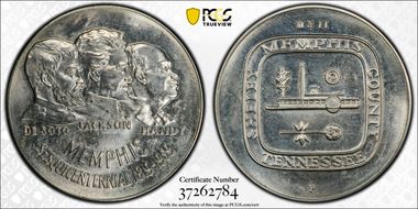 1969-P Medal D1969-3b Silver Memphis Sesqui MSII MS63