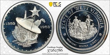 1963 AR Medal D1963-1b, West Virginia Statehood PR67CAM