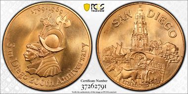 1969-P Medal D1969-1d Bronze San Diego Anniv Small MS66RD