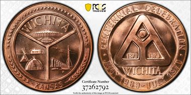 1970-P Medal D1970-1b Bronze Wichita Centennial MS65RD