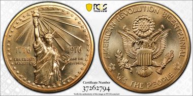 1976 Medal D1976-3g Yellow Bronze National Bicentennial MS66