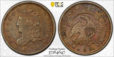 1835 H10C Large Date, Small 5C XF45