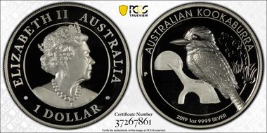 2019-P $1 Kookaburra Ag High Relief First Strike PR70DCAM