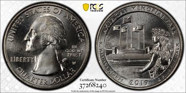 2019-W 25C American Memorial NP Early Find MS65