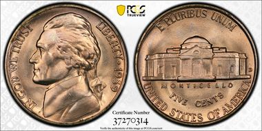 1939-D 5C Reverse of 1938 MS66+