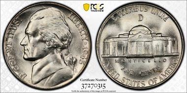 1945-D 5C DDO FS-101 MS66+ FS