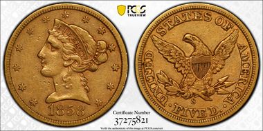 1858-S $5 XF45