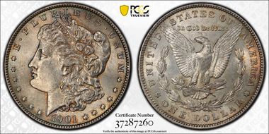 1901 $1 VAM 3, Shifted Eagle, DDR MS62