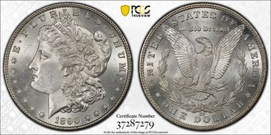 1890-CC $1 VAM 4, Tailbar MS64+
