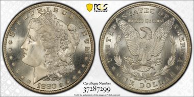 1880/9-S $1 VAM 11, 0/9 Overdate MS67+