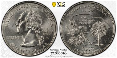 2000-D 25C South Carolina MS68
