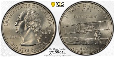 2001-D 25C North Carolina MS68