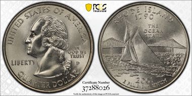2001-D 25C Rhode Island MS68