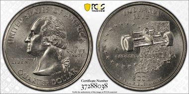 2002-D 25C Indiana MS68