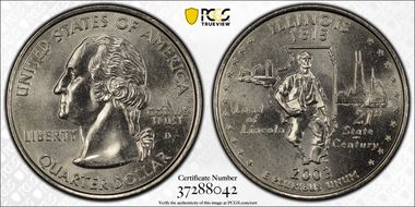 2003-D 25C Illinois MS68
