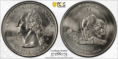 2005-D 25C Kansas MS68