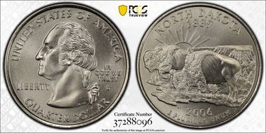 2006-D 25C North Dakota Satin Finish SP69