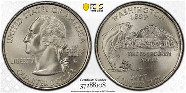 2007-D 25C Washington Satin Finish SP69