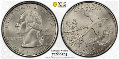 2008-D 25C Oklahoma Satin Finish SP69