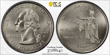 2008-D 25C Hawaii Satin Finish SP69