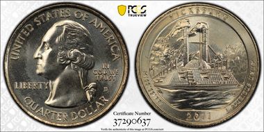 2011-D 25C Vicksburg NP MS67