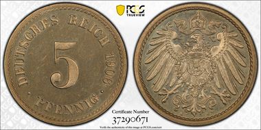 1906-A 5 Pfg J-12 PR65