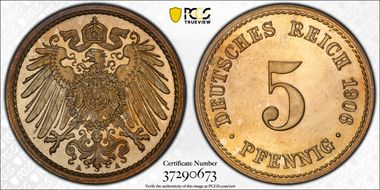 1906-A 5 Pfg J-12 PR65