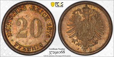 1876-J 20 Pfg J-5 PR65