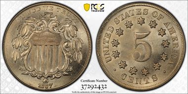 1867 5C No Rays MS66+