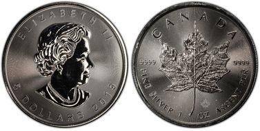 2019 $5 Maple Leaf 1oz Ag MS69