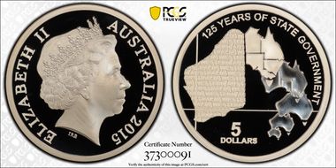2015 $5 125 Years State Government PR70DCAM