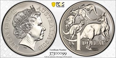 2019 $1 Mob of Roos  Merlion Privy MS69