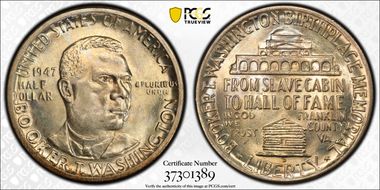 1947-D 50C Booker T. Washington MS66+
