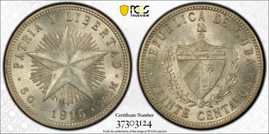 1915 20C Coarse Reeding MS63