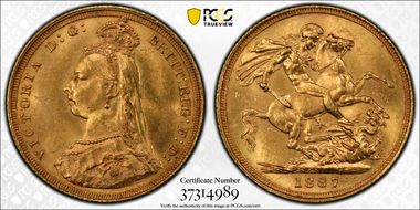 1887-S Sov S-3868A 1st Obverse Small Spread JEB MS62