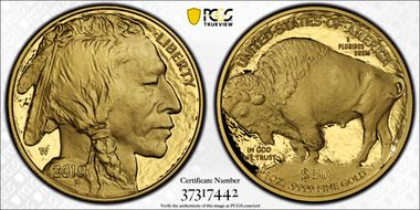 2019-W $50 American Buffalo .9999 Fine Gold First Strike PR70DCAM