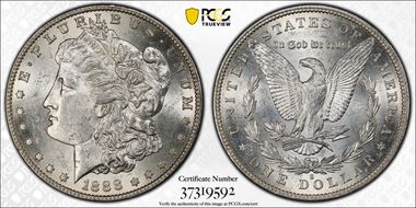 1888-S $1 VAM 6A(1B) Pitted Rev AU58
