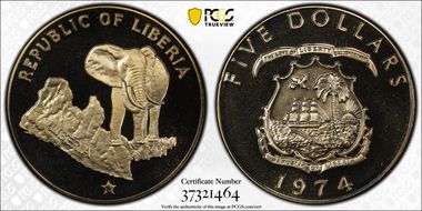 1974 $5 Elephant PR69CAM