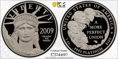 2009-W $100 Statue of Liberty PR70DCAM
