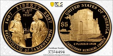 2007-W $5 Jamestown PR70DCAM