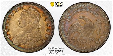 1820 50C Sq. 2, Lg Date, No Knob AU53